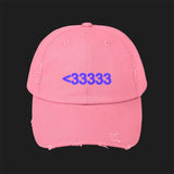 <3 - Unisex Distressed Cap
