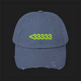<3 - Unisex Distressed Cap
