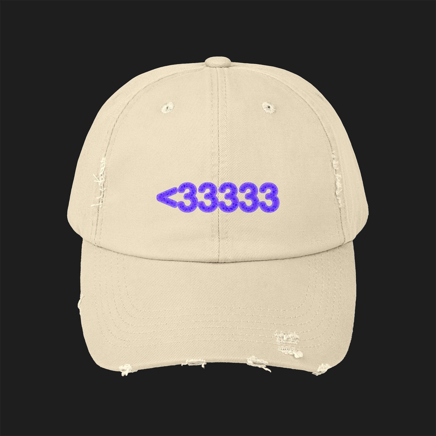 <3 - Unisex Distressed Cap