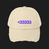 <3 - Unisex Distressed Cap